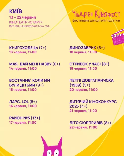Безкоштовні кінопокази для дітей і підлітків: реєструйтесь на «Чілдрен Кінофест» 2025 - 2