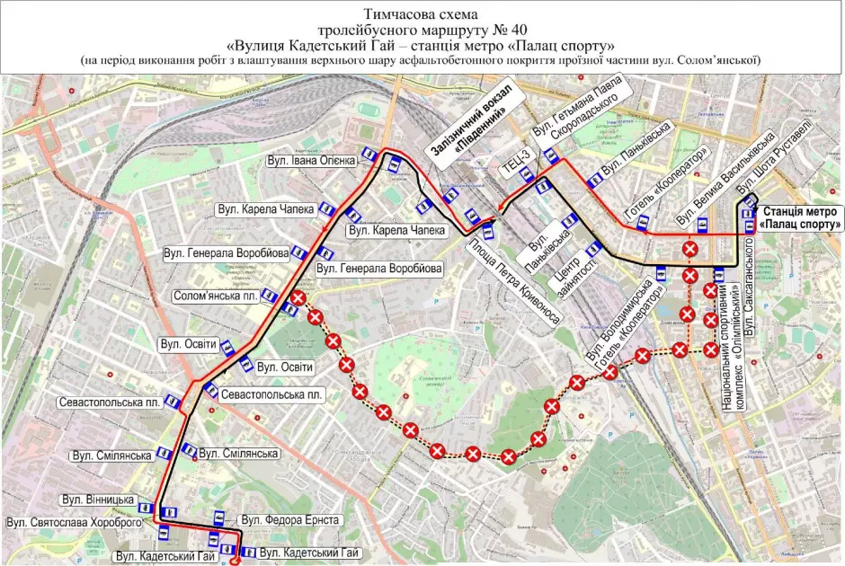 Уночі 21–22 вересня тролейбуси № 40 та № 40-К курсуватимуть за зміненими маршрутами - 2