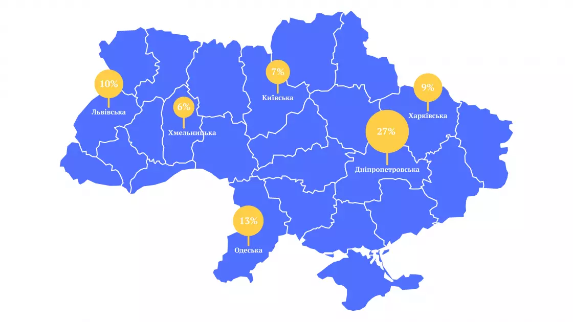 Карта контрабанди тютюнових виробів по регіонах України