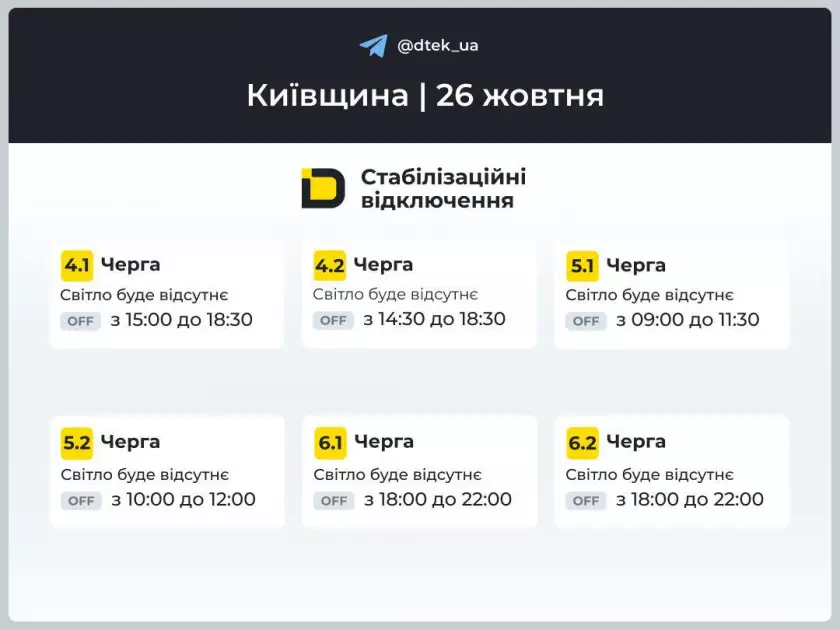 Графіки вимкнень світла на 26 жовтня: Київ і Київська область - 3