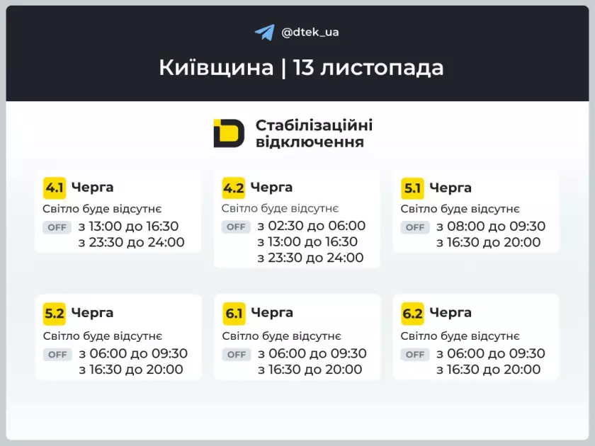 Відключення світла у Києві та області 13 листопада: актуальні графіки - 4