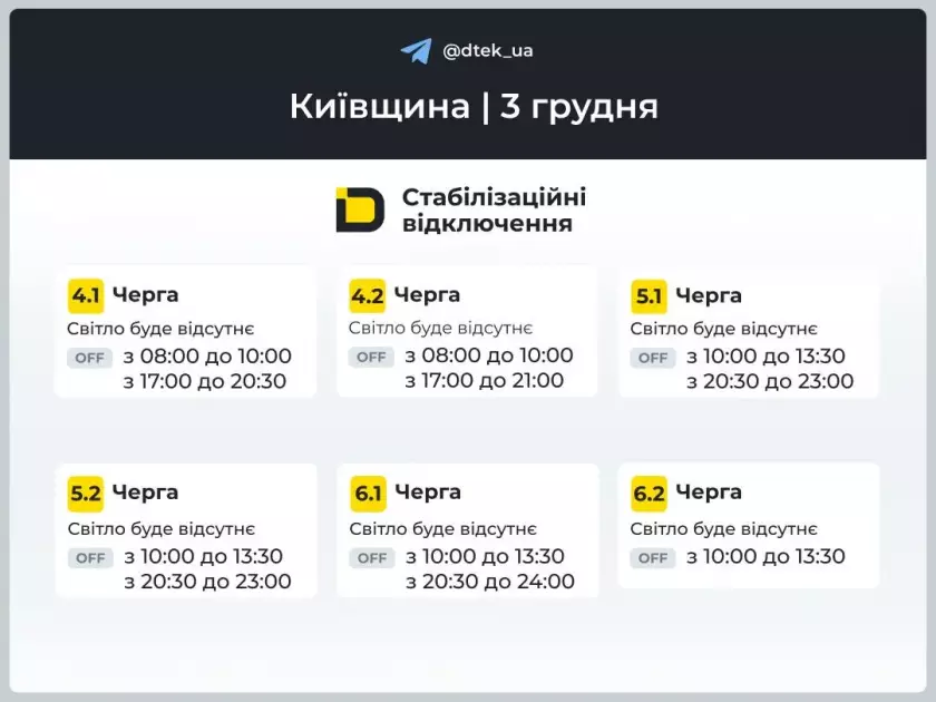 Коли вимикатимуть світло в Києві та області 3 грудня: оновлені графіки від ДТЕК - 4