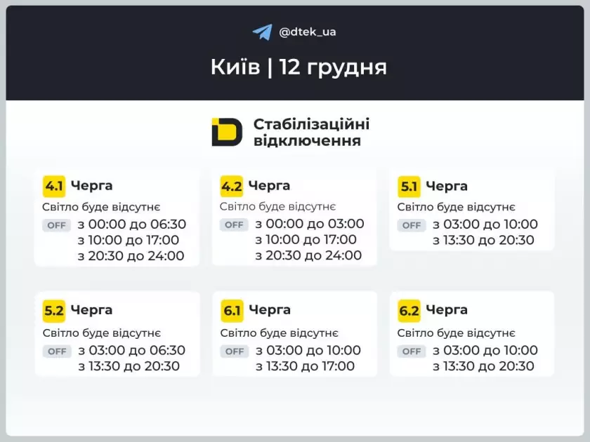 Графік відключень на 12 грудня: коли Київ і область залишаться без світла - 2