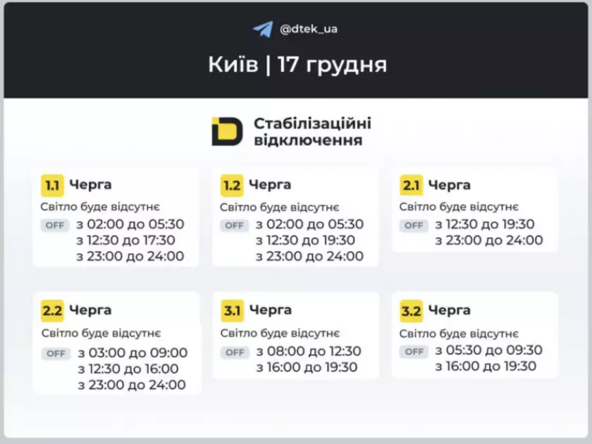 Нові графіки відключень: коли вимикатимуть світло у Києві та на Київщині - 1