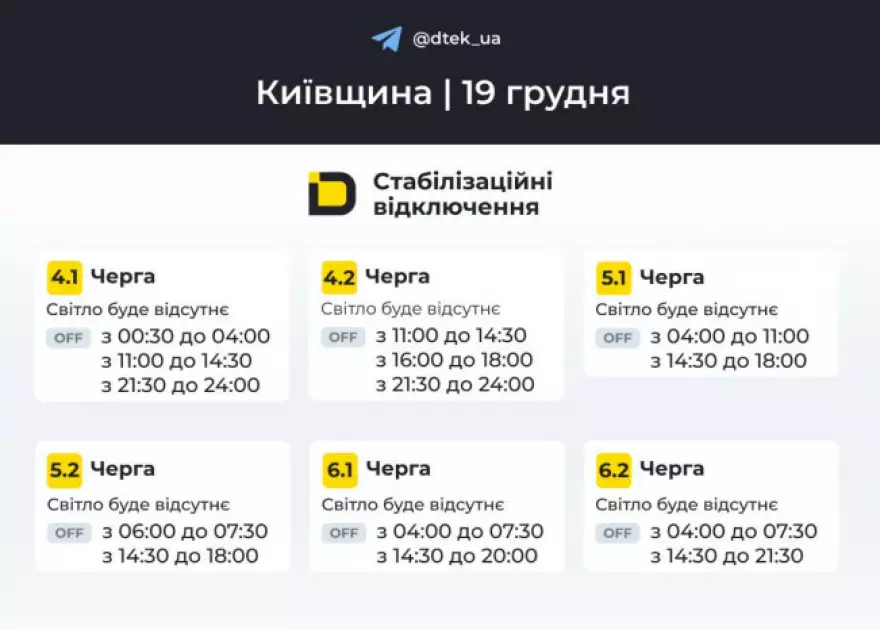 19 грудня на Київщині діятимуть графіки відключень електроенергії - 2