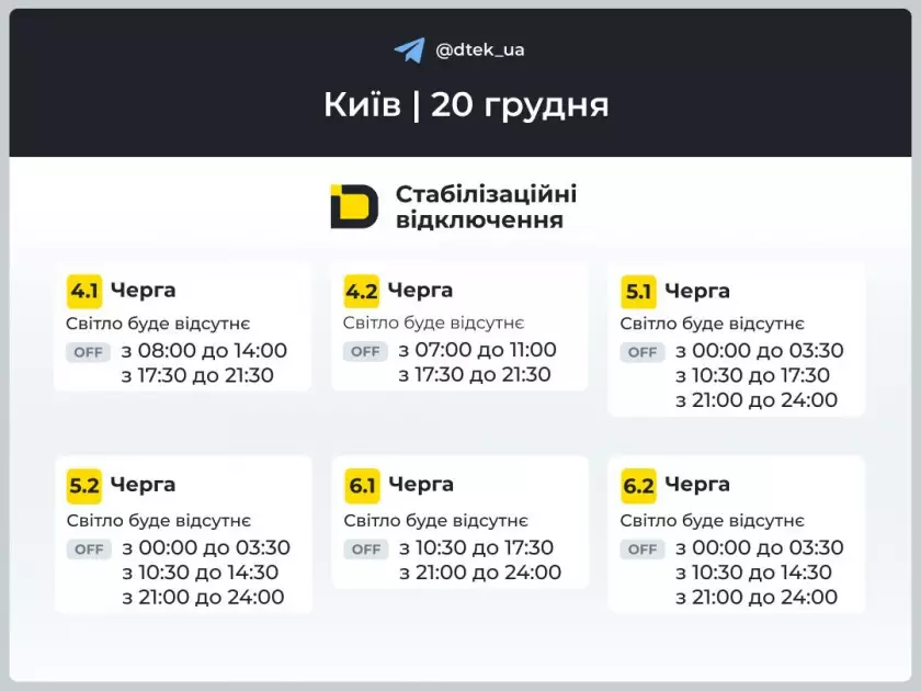 Енергетичні обмеження тривають: графік відключень у Києві та області - 2