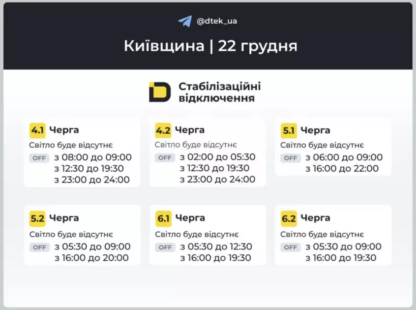 Оновлено ДТЕК: графіки відключень світла в Києві та області - 4