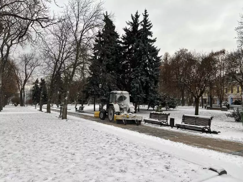 Комунальники з ранку в парках і скверах: Київ очищають від наслідків хуртовини - 3
