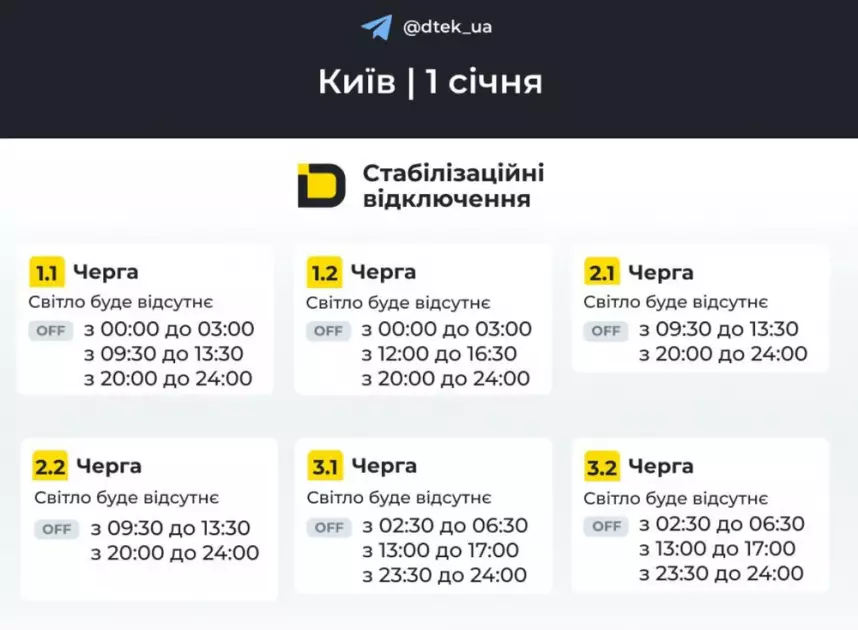 Світло після свят — за графіком: у Києві з 1 січня діють нові відключення - 1