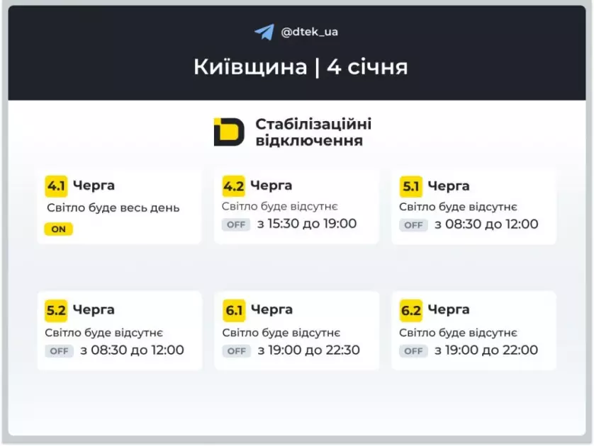 Графіки ДТЕК на неділю: коли киянам готуватися до відключень світла - 4