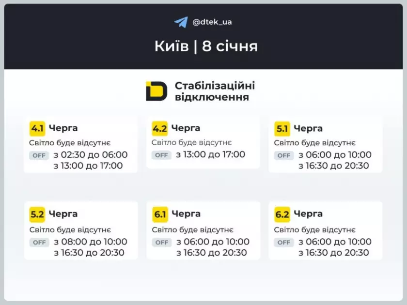 У Києві та області 8 січня діятимуть погодинні відключення світла для всіх черг - 2