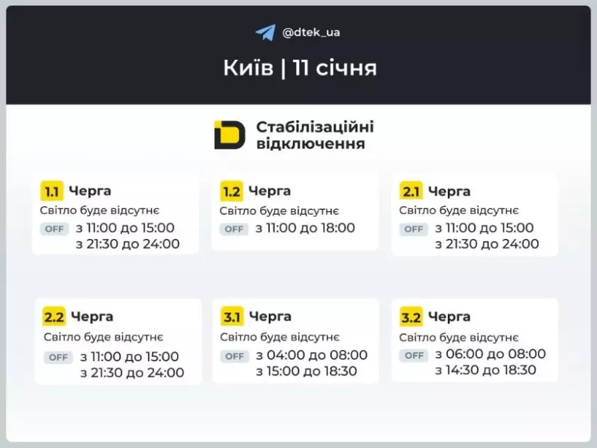 У Києві та області 11 січня діятимуть графіки відключень світла - 1