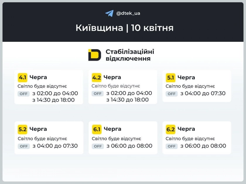 Відключення світла на Київщині 10 квітня: оприлюднено графіки - 2