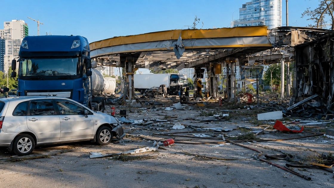 У Києві ракета знищила АЗС БРСМ: резервуари дивом не вибухнули - 1