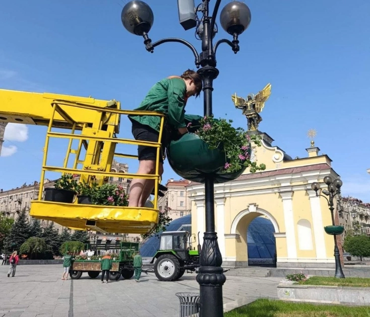 У Шевченківському районі Києва висадили ампельні квіти у сквері на Майдані та в парку Шевченка - 2