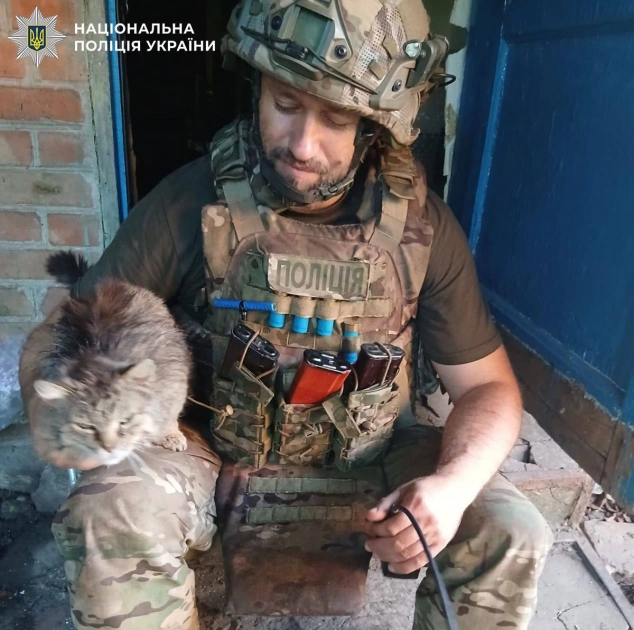 Бойовий кіт Остап допомагає поліцейським Києва запускати дрони - 1